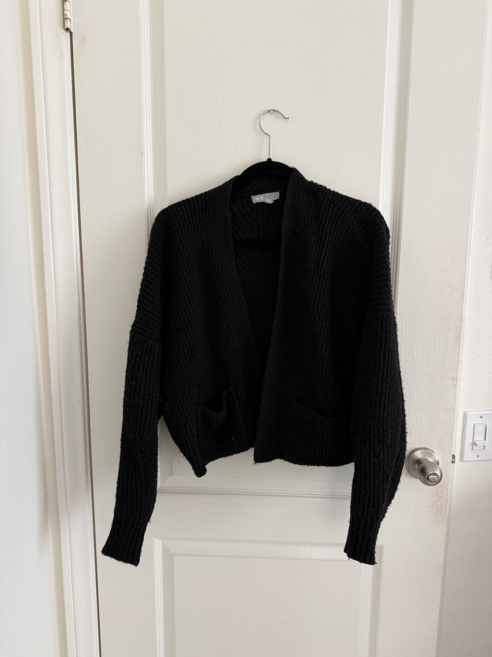 ASOS Black Open-Front Knit Cardigan with Pockets